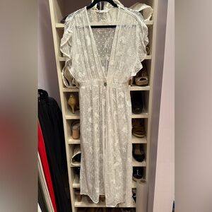 Zara White Embroidered Maxi Dress